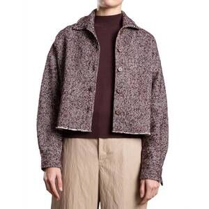 NEW PHARAOH esme button front shirt in herringbone burgundy